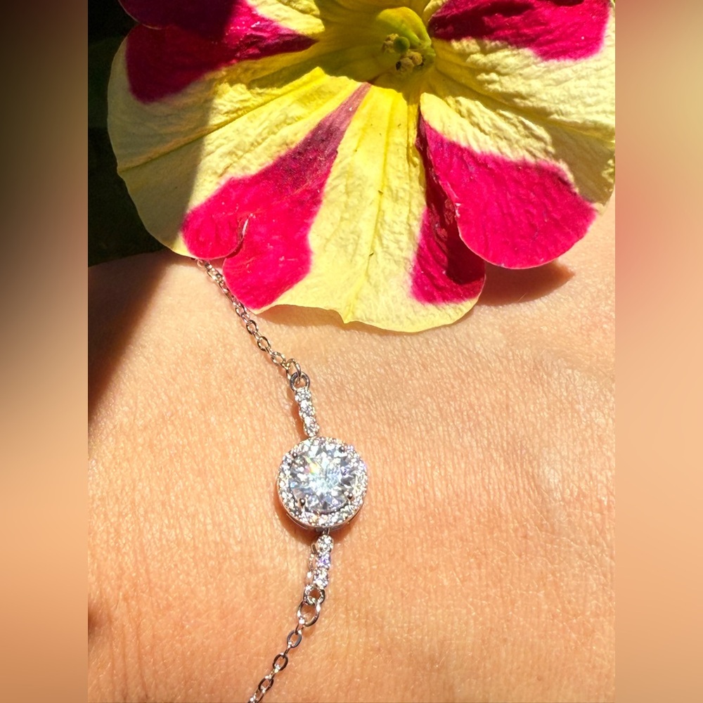 Moissanite Bracelet 1 CT Center Stone 925 Sterling Silver Platinum Plated Chain - Picture 10 of 14